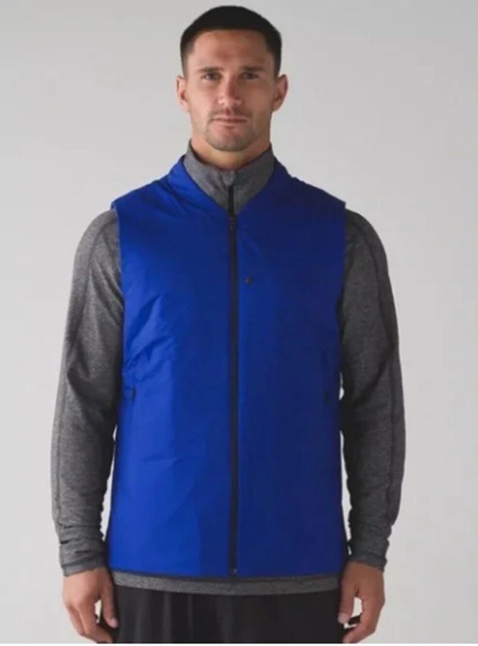 Lululemon Surge Thermo Primaloft Running Vest Men's L Quilted Blue Full Zip